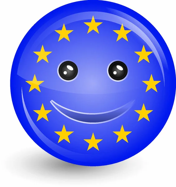 Vector Illustratie Van Vlag Van Europese Unie Glimlachende Gezicht — Stockvector