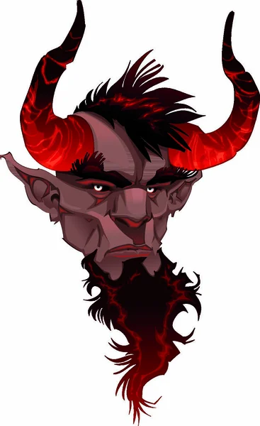 Ďábelská Tvář Démonův Portrét Izolovaná Vektorová Ilustrace — Stockový vektor