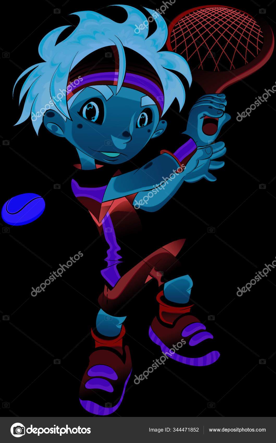 Baby Tennis Player Funny Cartoon Vector Isolated Character Stock Vector