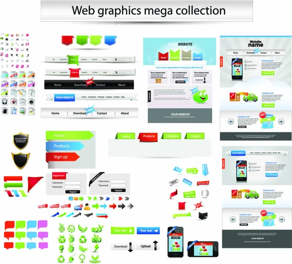 Vector Con Conjunto Elementos Diseño Del Sitio Web — Archivo Imágenes Vectoriales