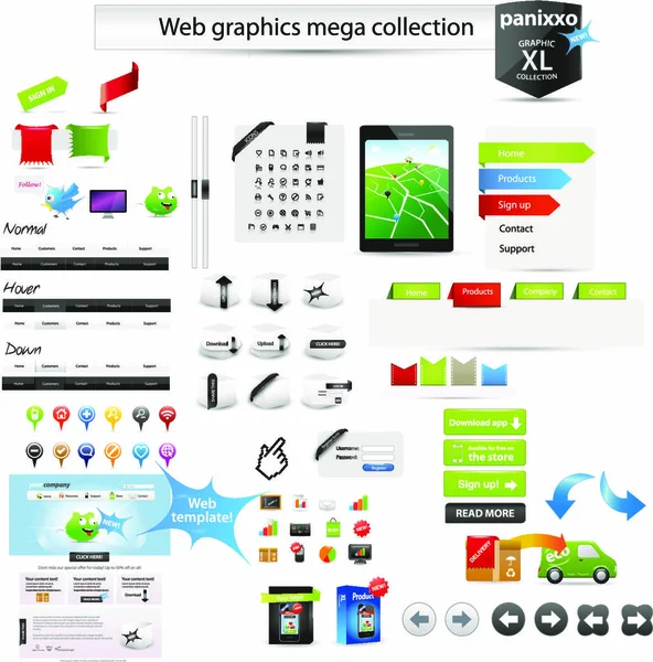 Vector Con Conjunto Elementos Diseño Del Sitio Web — Archivo Imágenes Vectoriales