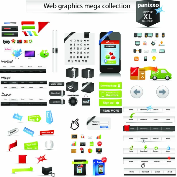 Vector Con Conjunto Elementos Diseño Del Sitio Web — Archivo Imágenes Vectoriales