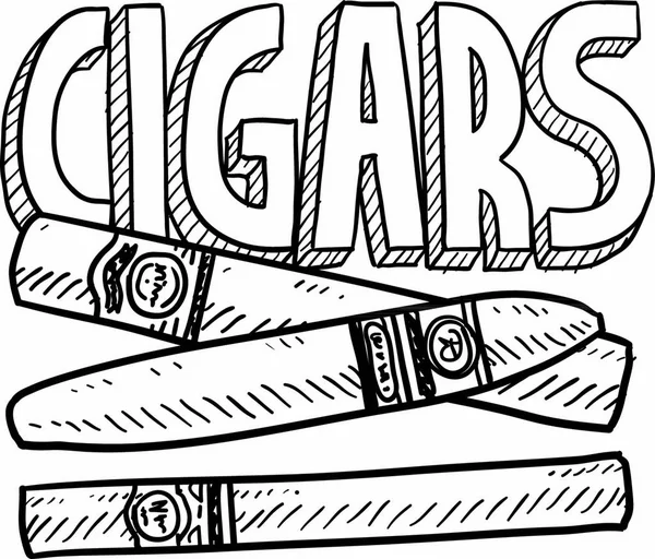 Πούρα Τύπου Doodle Απεικόνιση Καπνού Διανυσματική Μορφή — Διανυσματικό Αρχείο