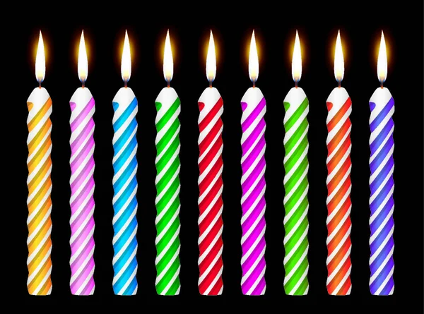 Vector Set Colorful Birthday Candles — Stock Vector