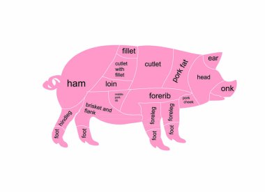 Vector pork chart sign graphic illustration clipart