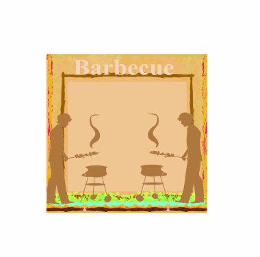 Man cooking on his barbecue - Invitation card vector Man cooking on his barbecue - Invitation card vector