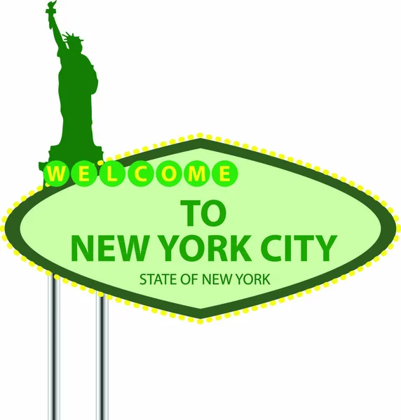 Welkom New York City Lucht Met Vogels Vectorillustratie — Stockvector