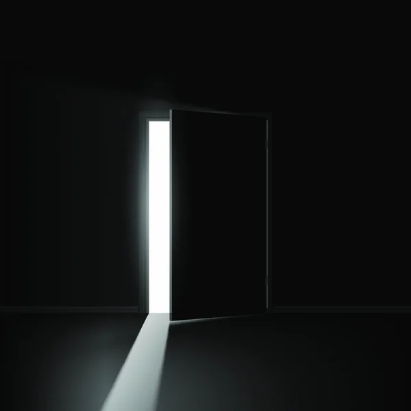 Porte Ouverte Illustration Sur Fond Noir Pour Design Créatif — Image vectorielle
