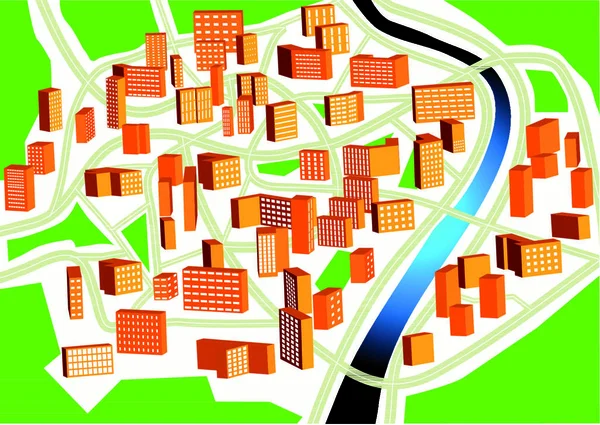 Stadsplan Plan För Obefintlig Stad — Stock vektor