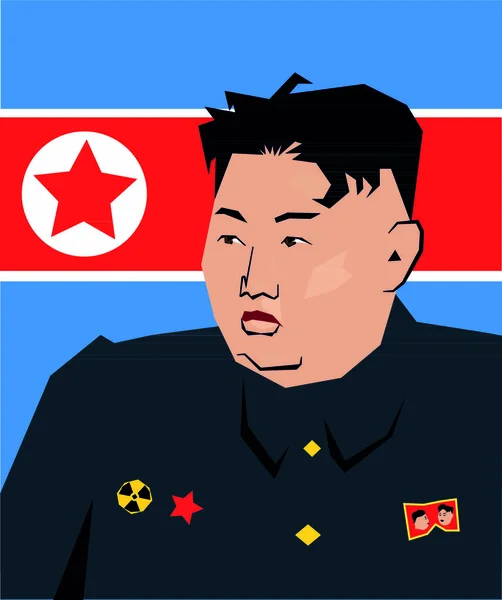 Kim Dzong Κορεάτης Δικτάτορας Καρικατούρα — Διανυσματικό Αρχείο