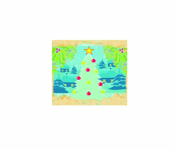 Abstraktní Vánoční Stromeček Karta — Stockový vektor