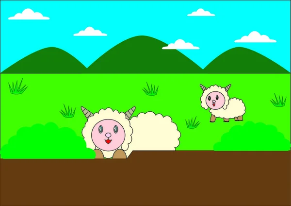 Sheep Lost Wool Growing Time — стоковый вектор