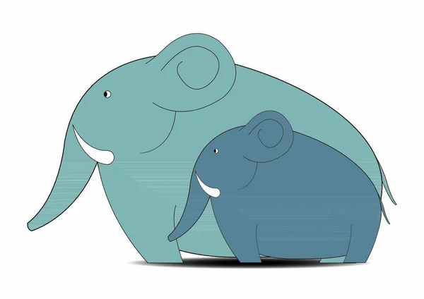 Ilustração Infantil Família Elefantes — Vetor de Stock