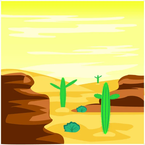 Иллюстрация Засушливой Пустыни Кактуса — стоковый вектор
