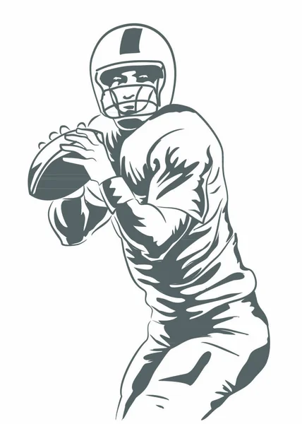 Illustration Vectorielle Quarterback Football Sur Point Lancer Une Passe Gagnante — Image vectorielle