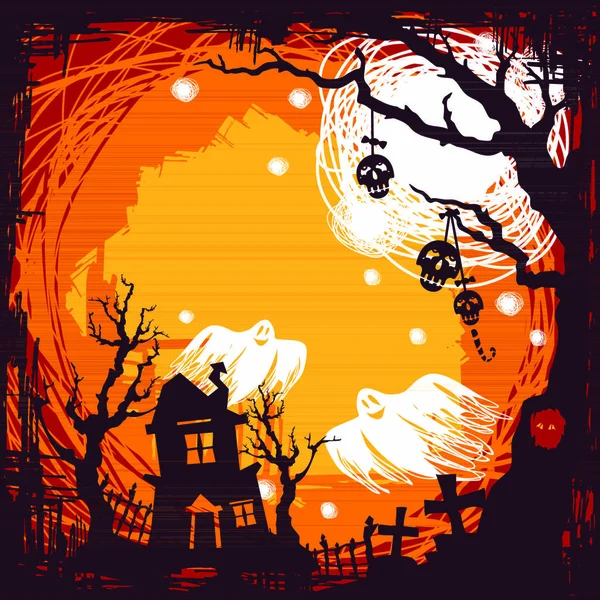 Dessin Animé Abstrait Mignon Halloween Fond Vectoriel Illustration — Image vectorielle