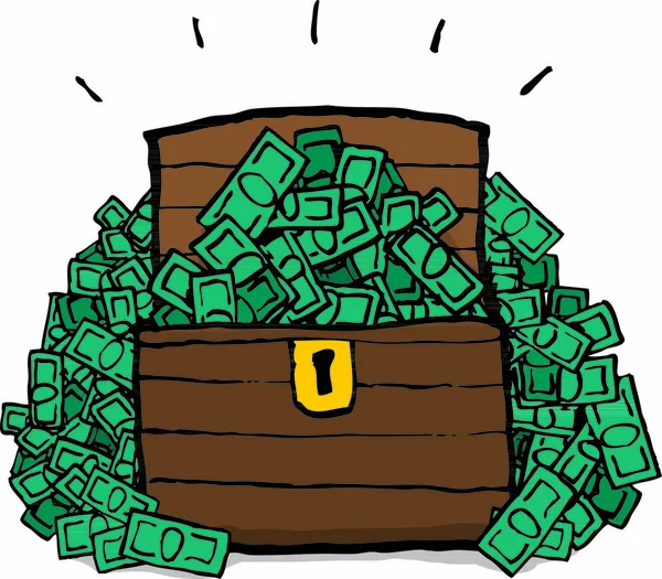 Pieniądze Skrzynia Treasure Znak Graficzny Ilustracja — Wektor stockowy