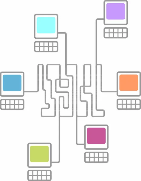 Diagramme Connexion Réseau Informatique Complexe — Image vectorielle