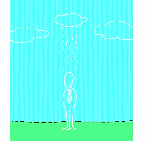 Llueve Sobre Hombre Negocios Mala Suerte — Vector de stock