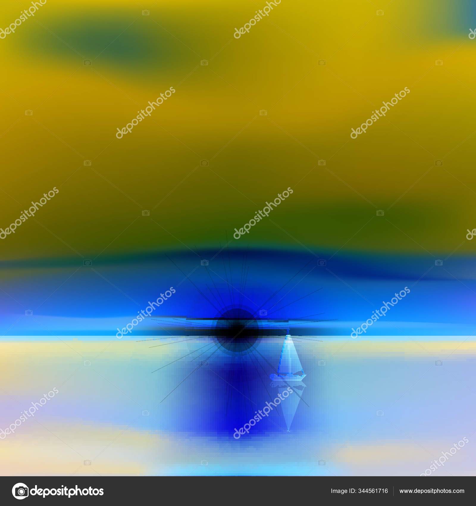 Latar Belakang Laut Abstrak Dengan Matahari Terbit Dan Kapal Pesiar Stok Vektor C Yayimages 344561716