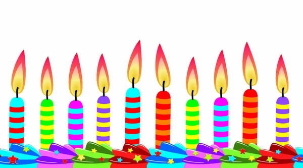 蛋糕上的生日蜡烛的矢量行 — 图库矢量图片