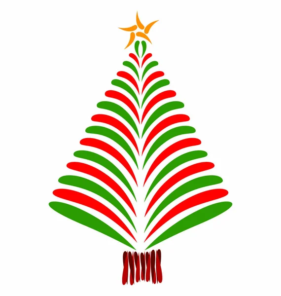 Árbol Navidad Ilustrado Con Una Forma Simple Una Estrella Encima — Vector de stock