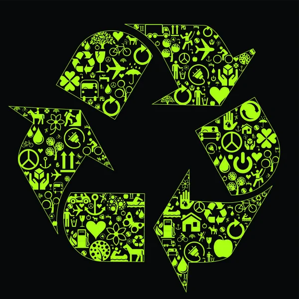 Ecologia Verde Vettore Concetto Sfondo Fatto Icone Eco Poster Carta — Vettoriale Stock