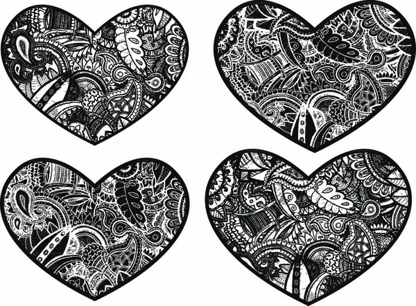 Heart Paisley Flower Pattern — Stock Vector
