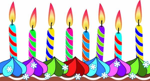蛋糕上的生日蜡烛的矢量行 — 图库矢量图片