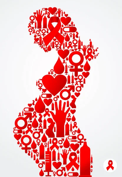 用艾滋病图标设置的怀孕妇女符号 可用的矢量文件 — 图库矢量图片
