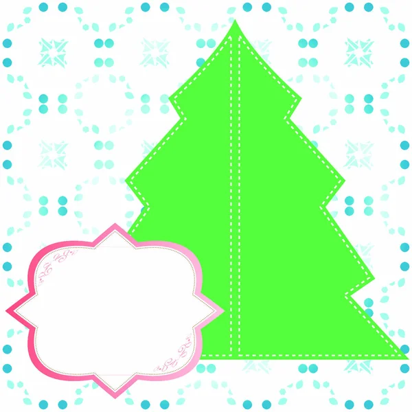 Abstraktní Zdobený Vánoční Stromek Prázdným Praporem Vektorová Ilustrace — Stockový vektor
