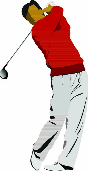 Golfçü Demir Sopayla Topa Vuruyor Vektör Illüstrasyonu — Stok Vektör