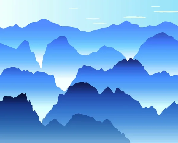 Ilustración Vectorial Niebla Azul Mañana Las Montañas — Vector de stock