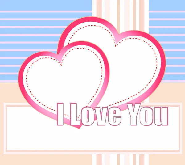 Σας Αγαπώ Και Τις Καρδιές Μια Καρτ Ποστάλ Στυλ — Διανυσματικό Αρχείο