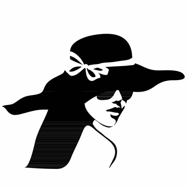 Kvinna Med Hatt Och Solglasögon — Stock vektor