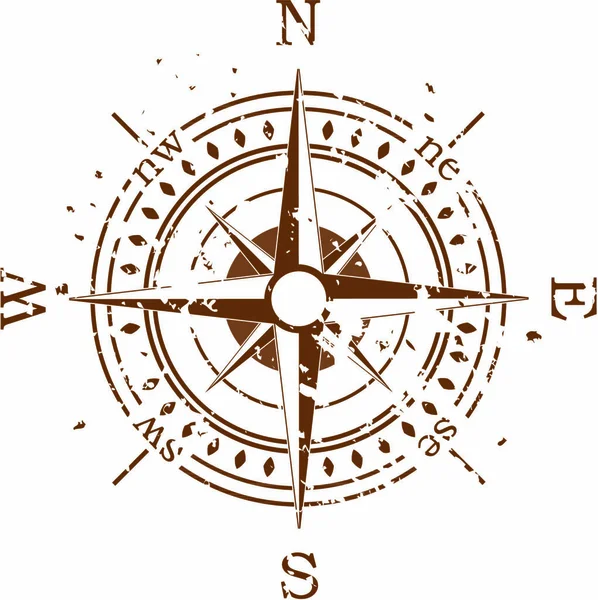 Grunge Vektor Kompass Tecken Grafisk Illustration — Stock vektor