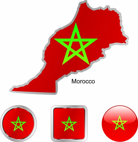 Plně Upravitelný Vektorový Příznak Morocca Obrazcích Map Webových Tlačítek — Stockový vektor