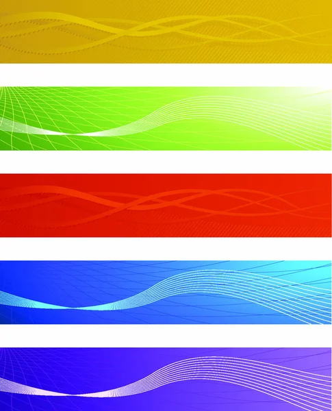 Set Five Colored Abstract Banners — Stock Vector