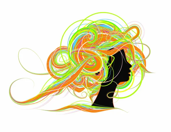 女性头像轮廓 发型设计 — 图库矢量图片