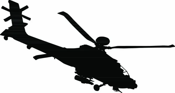 Vector Silhouette Apache Longbow Helicopter — Stock Vector