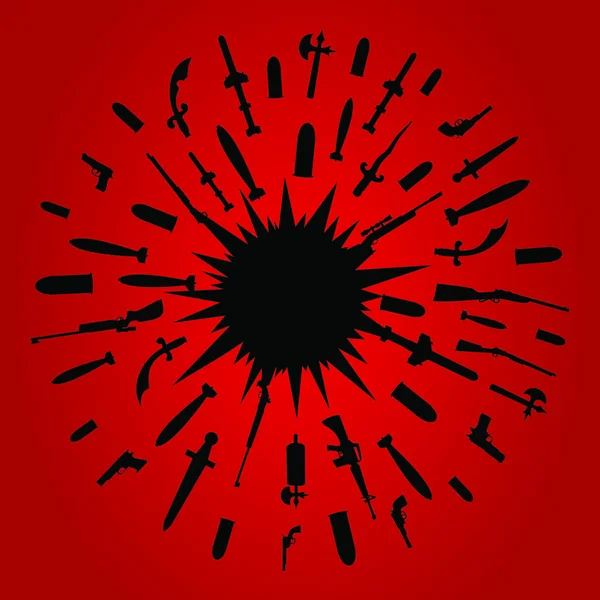 Arma Explosión Sobre Fondo Rojo Una Ilustración Vectorial — Archivo Imágenes Vectoriales