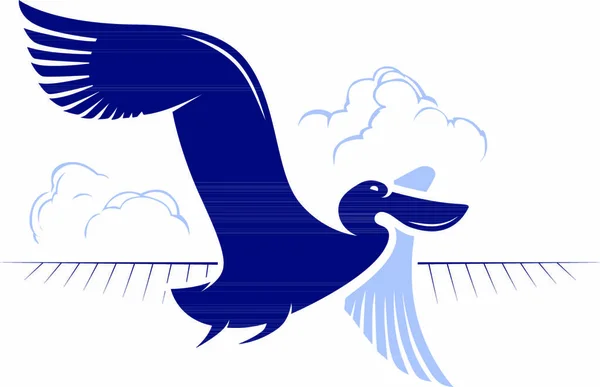 Logo Del Pájaro Vuelo Pato Pelícano — Archivo Imágenes Vectoriales