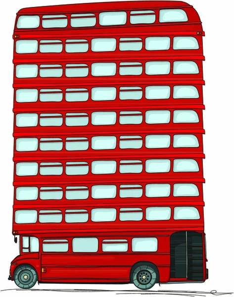 London Buss Tecknad Stil Ritning — Stock vektor