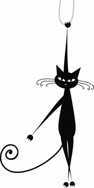 Gato Negro Divertido Para Diseño — Vector de stock