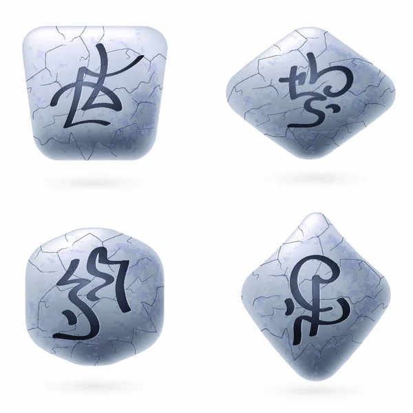 魔法の呪文を持つ素朴な石 ６番を白で — ストックベクタ