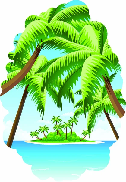 岛和棕榈树共度暑假 — 图库矢量图片