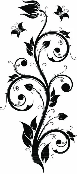 Elemento Adorno Diseño Abstracto Con Flores Mariposas — Vector de stock