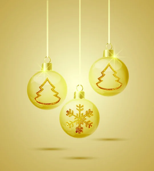 Bolas Cristal Navidad Con Adornos Oro Interior — Vector de stock