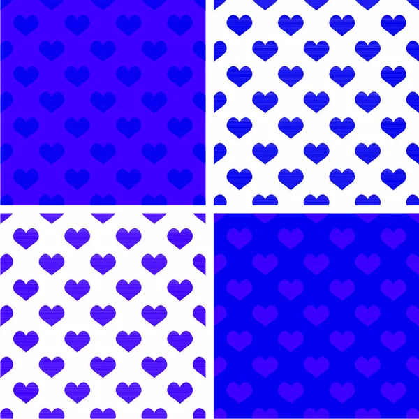 Fondo Vector Azul Sin Costuras Con Corazones Lleno Patrón Amor — Vector de stock