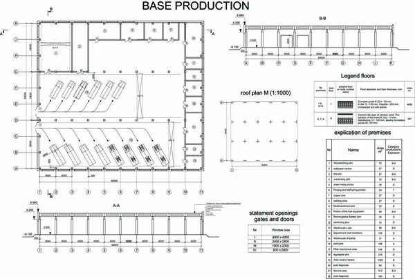 Dessin Architectural Détaillé Société Automobile Bâtiment Format Vectoriel — Image vectorielle